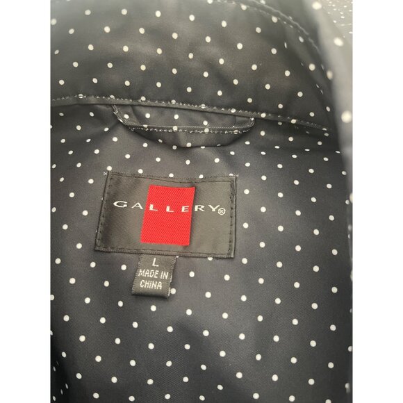 Gallery Women Black White Polka Dot Water Repellent Raincoat Size L - Picture 8 of 10